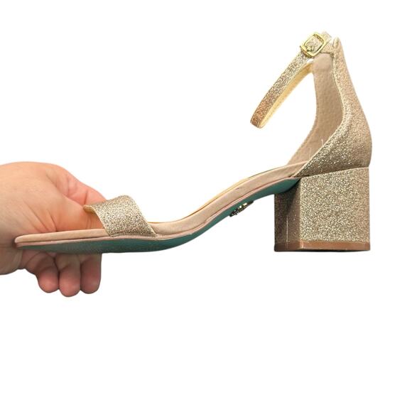 Betsy Johnson SB-MIRI Gold Glitter Block Heel Ankle Strap Sandals Women’s 7 - Picture 5 of 11